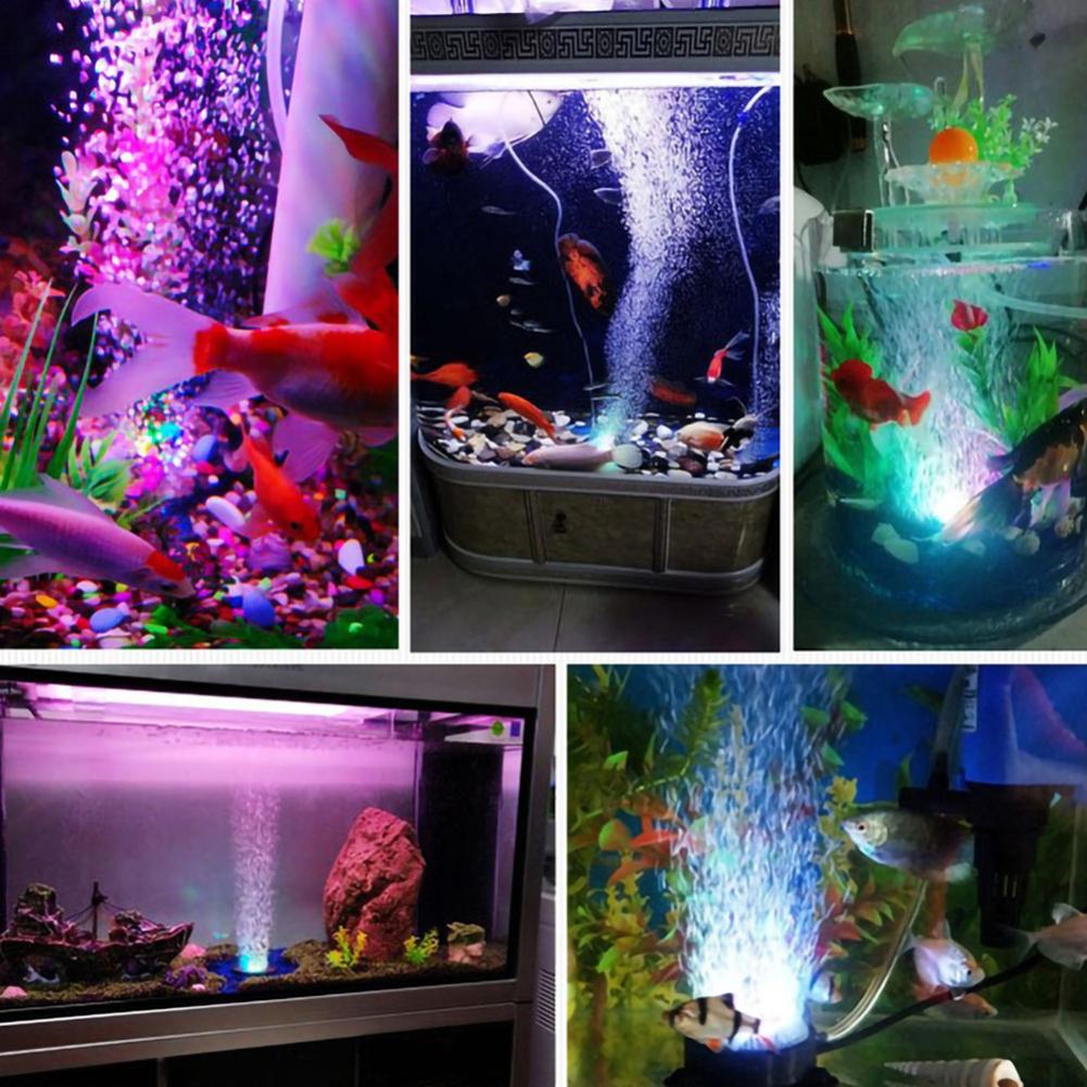 Led Aquarium Lamp Met Zuurstof Bubbels Dark Glow Onderwater Kleurrijke Rgb Zuurstof Bubble Ronde Licht Aquarium Aquarium Decor Lamp