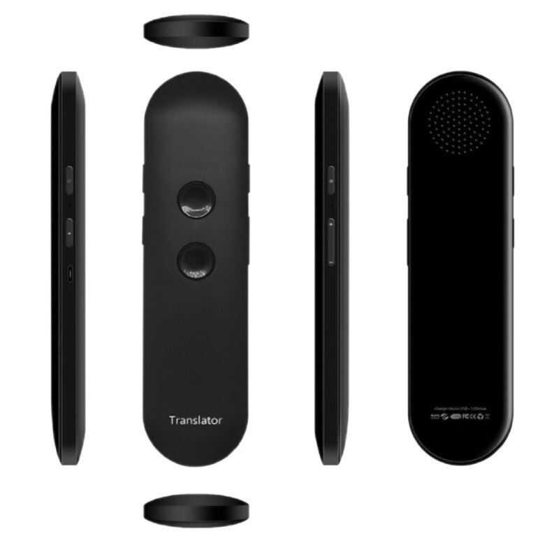 Traductor de voz portátil inteligente portátil en tiempo Real 42 traductor de varios idiomas Bluetooth: Black
