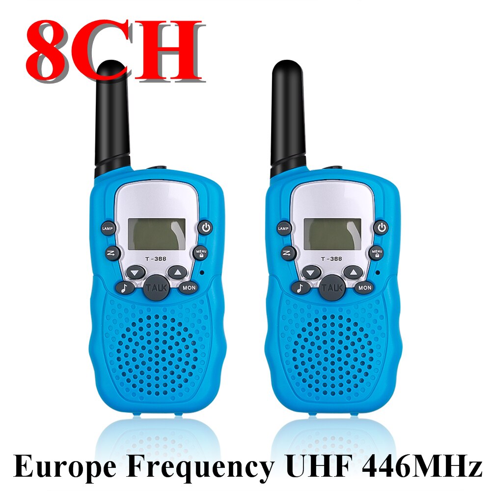 新しい T388 8CH 22CH 2 個ミニトランシーバー子供ラジオ局 0.5 ワット PMR PMR446 FRS UHF ポータブルラジオ communicator のギフト子供のための: Blue 8CH