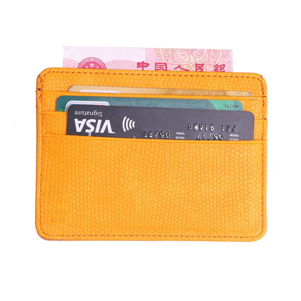 Women Men PU Leather Bank ID Card Wallet Holder Durable Slim Simple Travel Business Case With Purse Card Holder: YELLOW