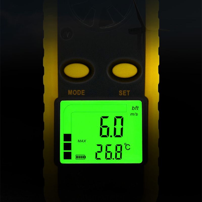 Digital vindmätare 0-30m/ s lufthastighetsmätare temperaturprovare anemometromätare med lcd-bakgrundsbelysning