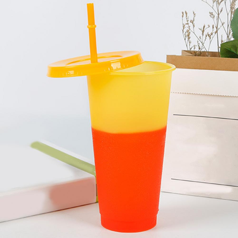 720ML Reusable PP Straw Cup Water Cold Cups with straw Discoloration Water Drinking Cup Juice tumblers Cup Straw Mug Drinkware