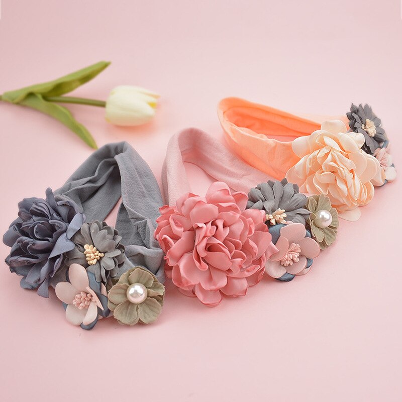 Kleinkind Mädchen Kind Baby Bogen Hairband Elastische Stirnband Nette 3D Blume strecken Turban Blume Kopf Wickeln Prinzessin Haar Zubehör