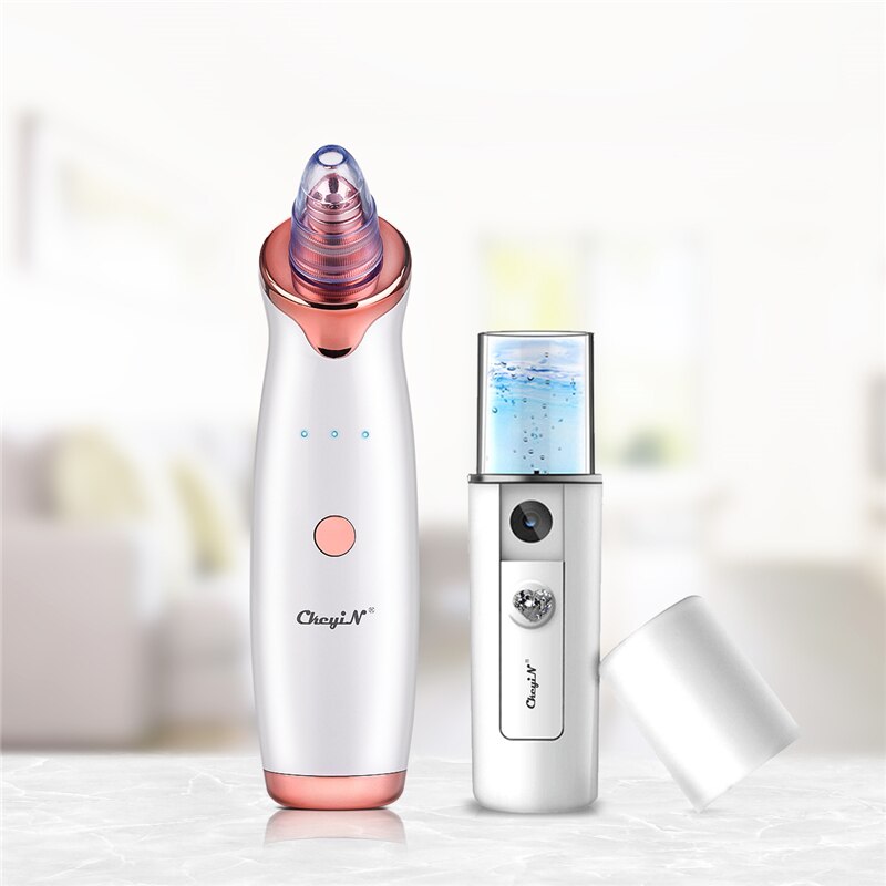 Blackhead Remover Face Pore Vacuum Nano Mist Sprayer Facial Moisturizing Beauty USB Charging Steamer Vacuum Suction Facial Tool
