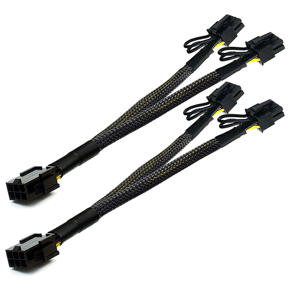 6 stk 6 pin til dual 8 pin strømforsyningskabel pcie pci -e 6 pin til dual 8 pin grafikkort kabel splitter til btc eth mining miner
