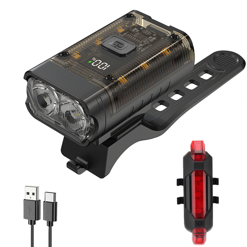 Fietslicht T6 LED Front USB Oplaadbare MTB Mountainbike Lamp 1000LM Fietskoplamp Zaklamp Fietsen Scooter staart: Licht Geel