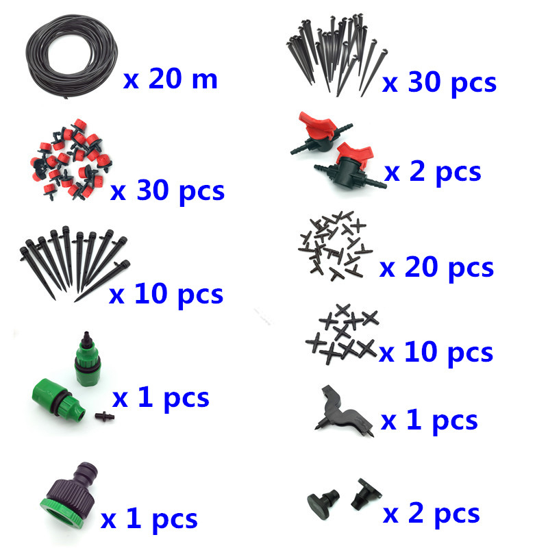 Tuin Irrigatie Set 108 Pcs 20 M 4/7 Mm Slang Diy Tuinieren Sprinkler Hoofd Slang Beugel Snelle Interface perforator Plug Tee