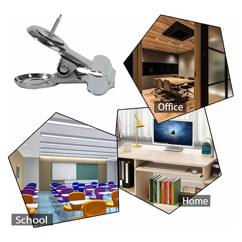 50 Pack Push Pins Clips Zware Clips Met Pins Pushpins Kopspijkers Punaises Voor Kurk Boards Bulletin (Zilver)