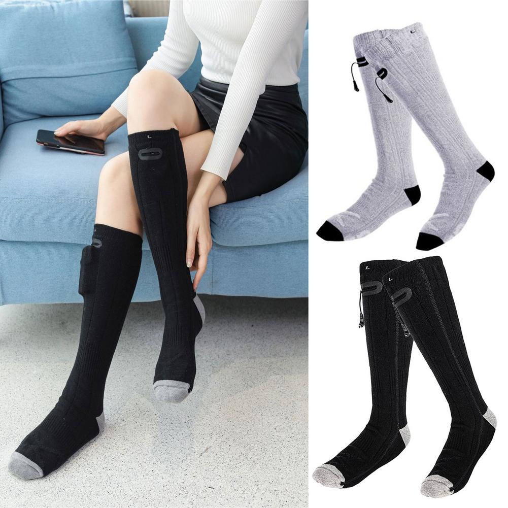 Calcetines calefactables eléctricos con USB, batería de 4000mAh, 3 niveles de temperatura ajustables, calcetines de calefacción para exteriores, senderismo, ciclismo y esquí