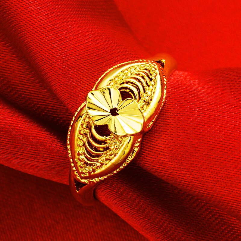 Bagues simples ondulées pour femmes, couleur or 24K, en cuivre pur, bague hypoallergénique, bijoux de mariage, de dames, nouveautés: NT1001Y-10