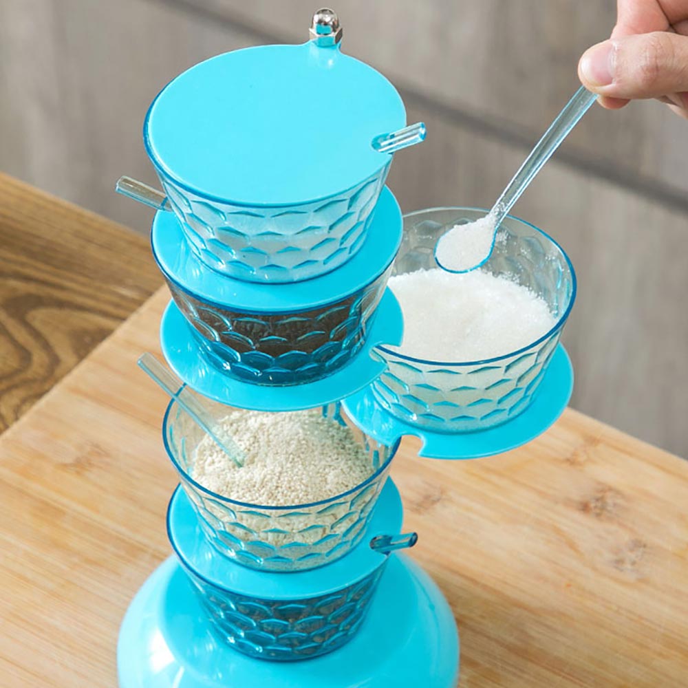 Cozinha europeia de cristal rotativo tempero caixa criativo vertical multi-camada parede pendurado vidro transparente especiarias jar colher