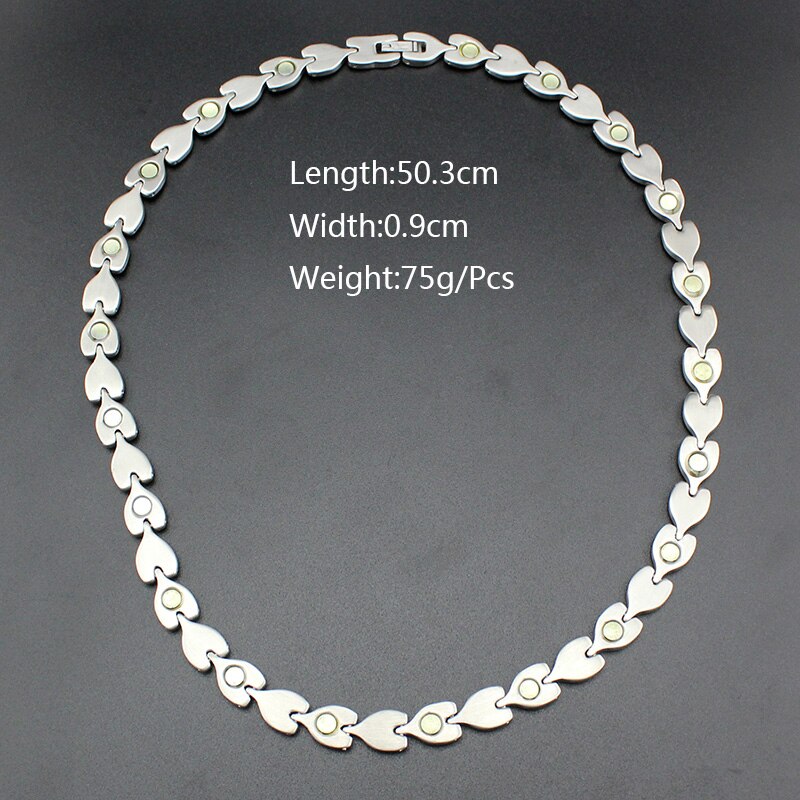 Hapiship Men/Women's 21 Magnetic Energy Stainless Steel Heart Therapy Power Necklace Bestfriend Birthday TG4615