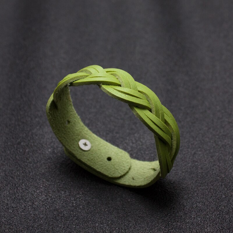 Snap Button Bracelets Factory Direct Vintage Leather Jewelry Punk Leather Men's Cuff Bracelet Jewelry: Green