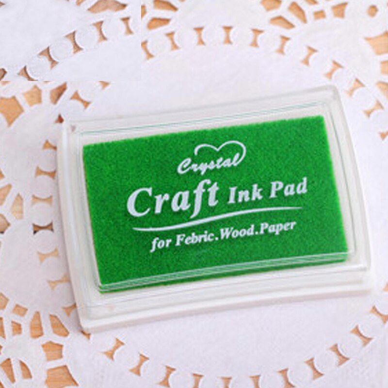 15 kleuren inktkussen rubber stempels stof hout papier scrapbooking inktkussen handgemaakt doe-het-zelf knutselen inktkussen op oliebasis vingerverf bruiloft: Lichtgroen