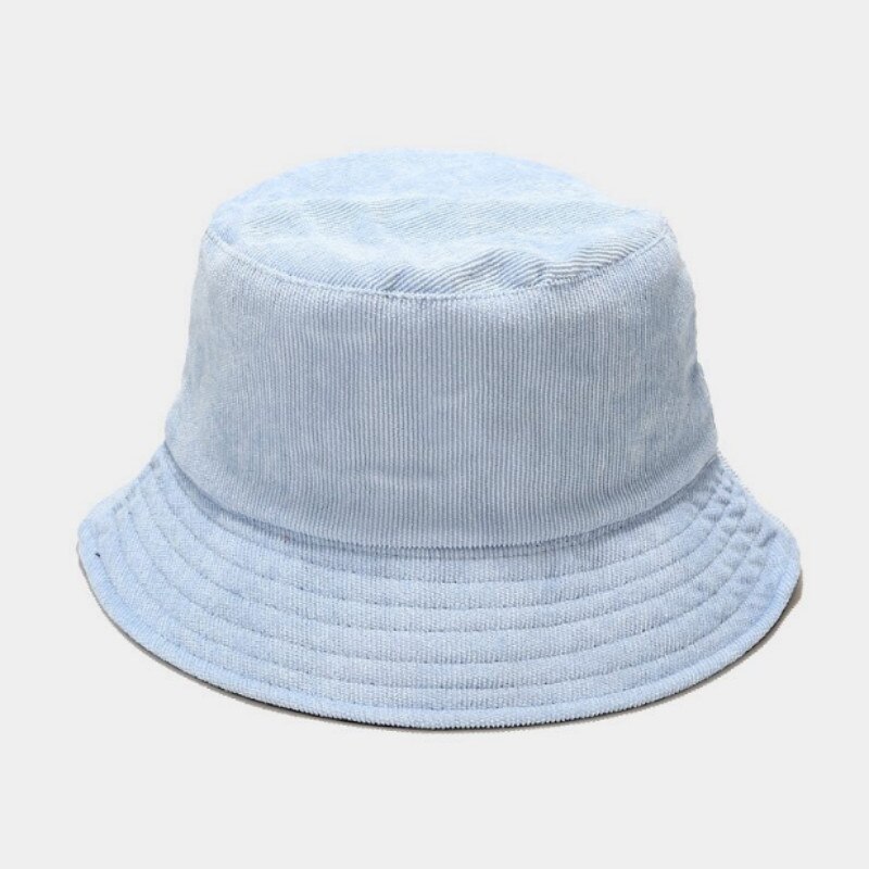 Vendbar corduroy spand hat cap afslappet to sider slid blank fiskere hat udendørs sport solid strand paname solhat droshipping: Himmelblå