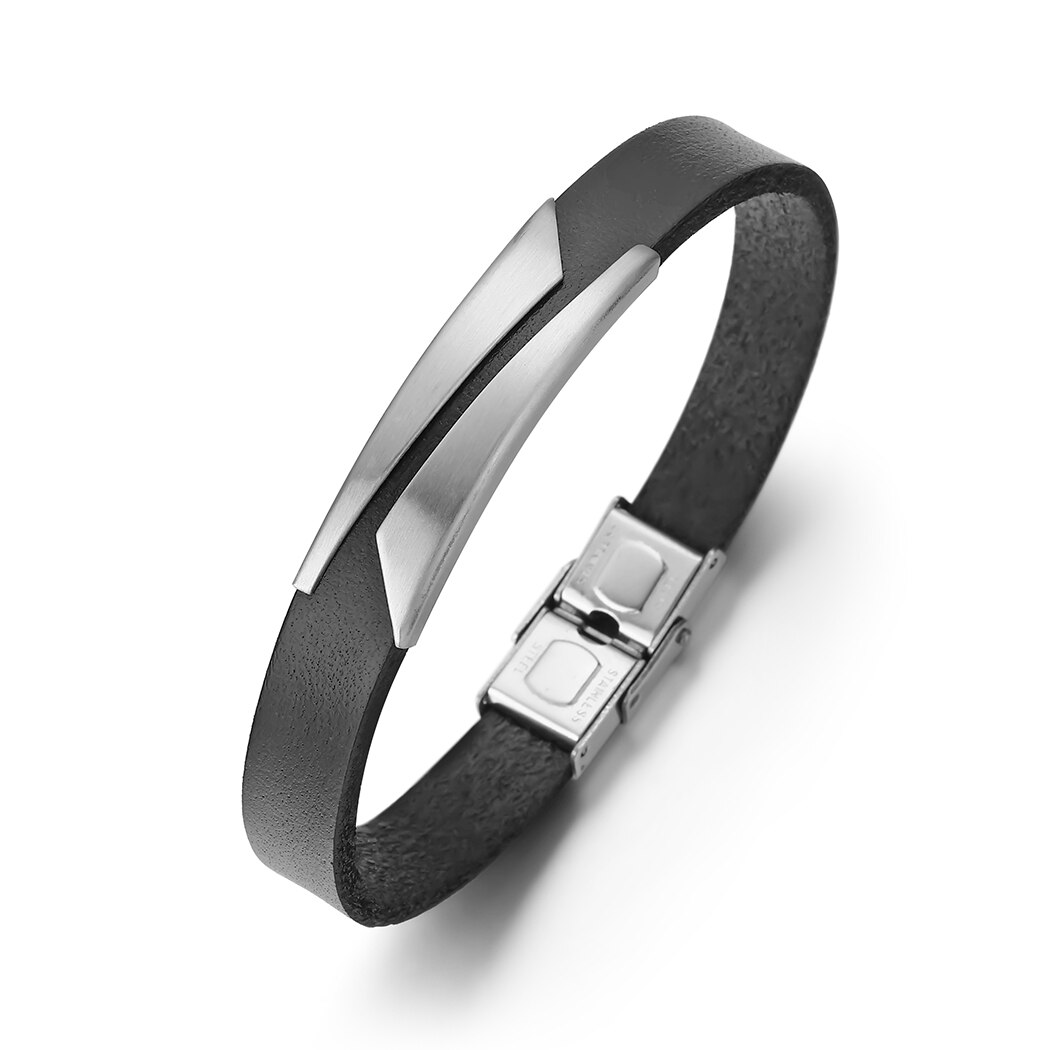 Nedar Trendy Leather Bracelets Men Stainless Steel Bangle for Male Female Bracelets Handmade Hand Wristband Jewelry Gift
