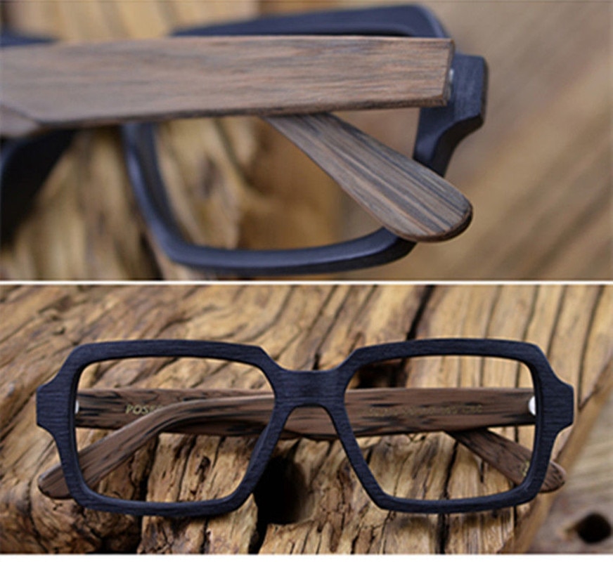 HDCRAFTER-monturas para gafas para hombre y mujer, monturas para gafas de madera cuadradas graduadas para Miopía