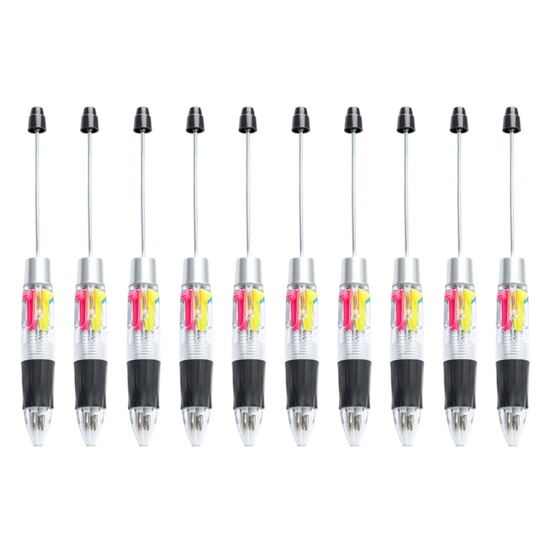 Stylo à bille multicolore perlé, 4 couleurs en 1, pointe 1.0MM, lisse pour écrire, pour étudiant, enseignant, marquage, 10: Black