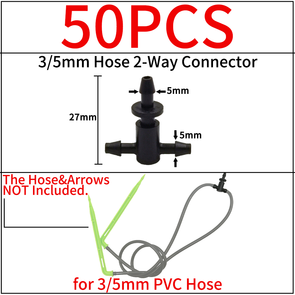 Oasis Garden Irrigation Connector Barbed Single Double Tee Elbow Drip Arrow Cross Coupling Watering Fitting for 3/5 4/7mm Hose: Chocolate
