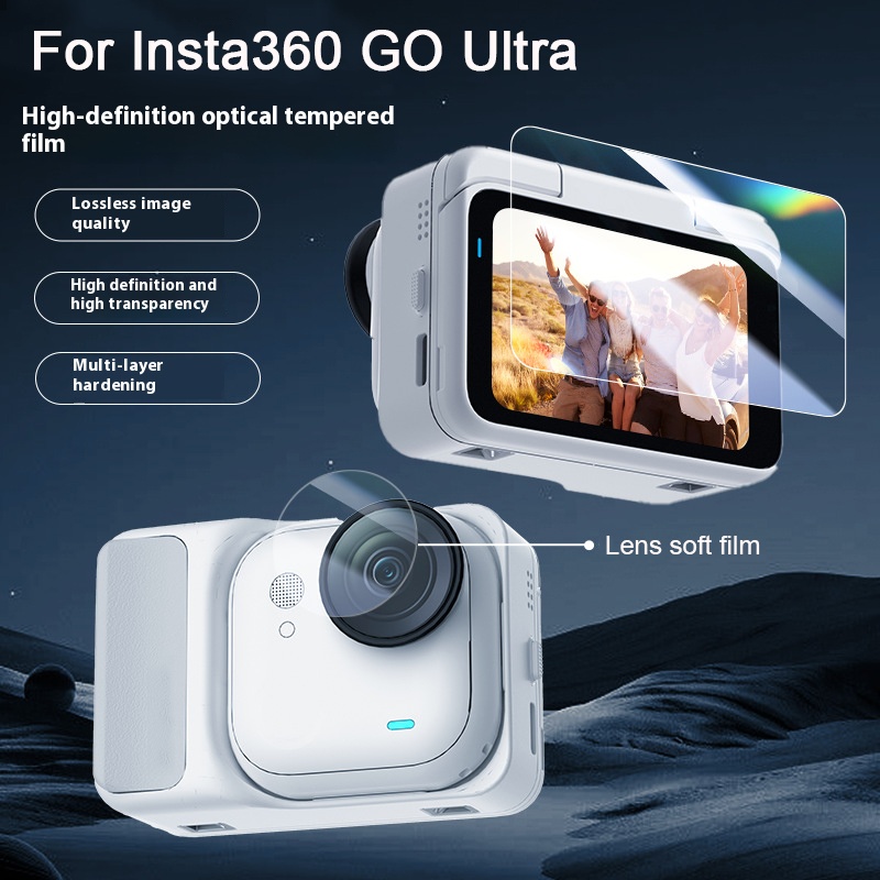 Voor Insta360 GO Ultra 9H Gehard Glas Film anti-kras Draagtas Beschermhoes voor Insta360 GO Ultra Camera accessoires