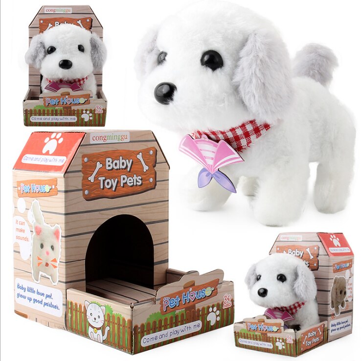 Simulation électrique pour enfants chien petit lapin blanc en peluche Teddy appellera marche chiot intelligent robot chien jouet