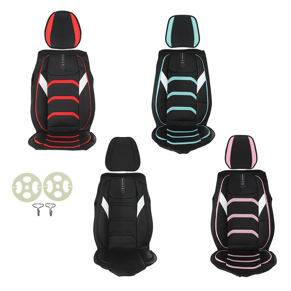 Universele Auto Stoelhoezen Set Front Stoelhoezen Pu Lederen Kussen Interieur Auto Stoel Stoelen Protector Mat Auto Accessoires