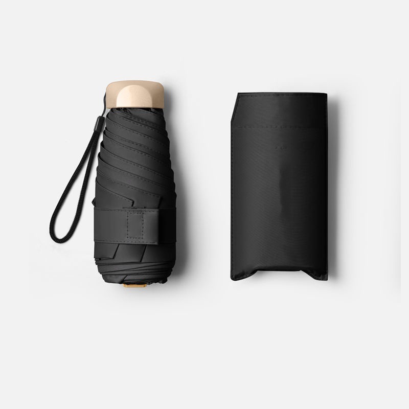 Zonnige en regenachtige parasol voor tweeërlei gebruik 50% korting op zonnebrandcrème en UV-bescherming opvouwbare paraplu mini-studentenspecifieke paraplu: Black