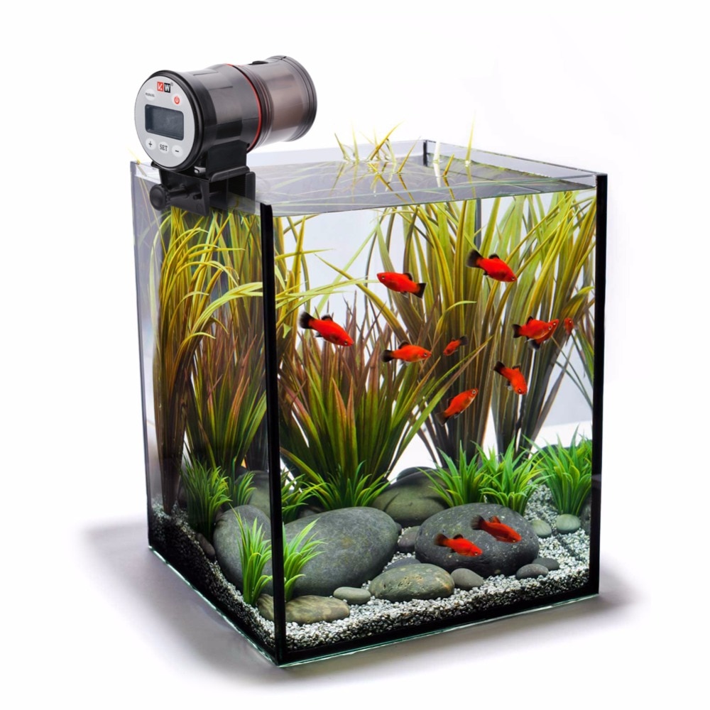 DEDEMCO Mini Automatische Vis Feeder,70ml Auto Vis Feeder met Smart Timer Kleine Vis Voedsel Dispenser voor Aquarium en Vis Tank