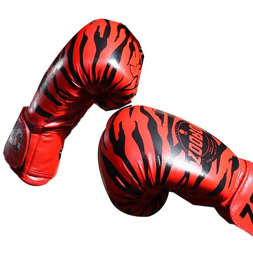 Guantes de boxeo profesionales de malla de Tigre, de cuero sintético, transpirables, con llama, Sanda Boxe, guante tailandés, caja Mma: red / 12oz