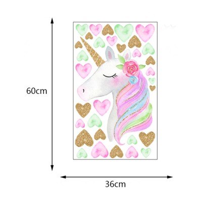 3D White Unicorn Wall Stickers For Kids Rooms Living Room Vinly Wall Decals Baby Bedroom Decorative Stickers Muursticker: Silver
