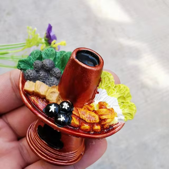 Gesimuleerde voedselkoelkastmagneten Hars geschilderde magneet Noedels Ribben Pot Leuke magneten voor koelkast Retro magnetisch handwerk: Marineblauw