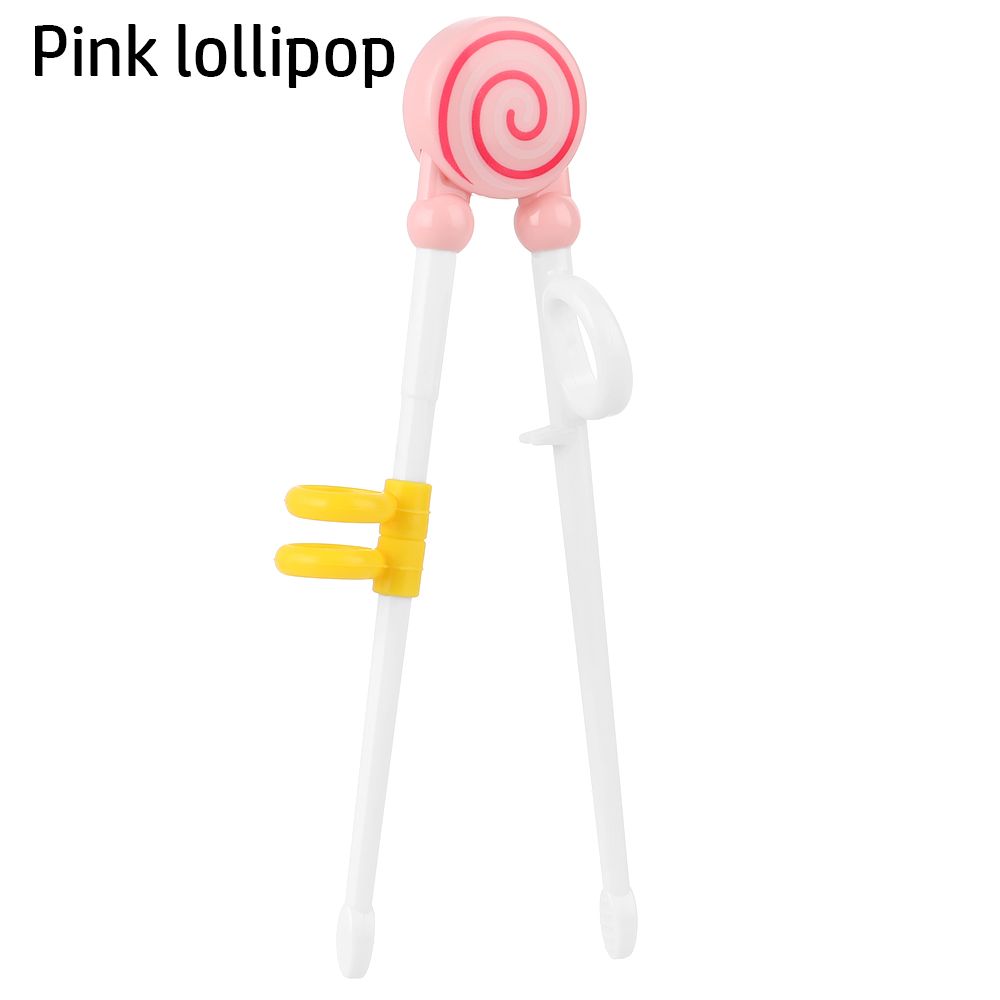 1 Pair Cartoon Chopsticks Children Eating Training Chopsticks Learn Chopsticks Correct Usage Baby Practice Chopstick: Pink lollipop
