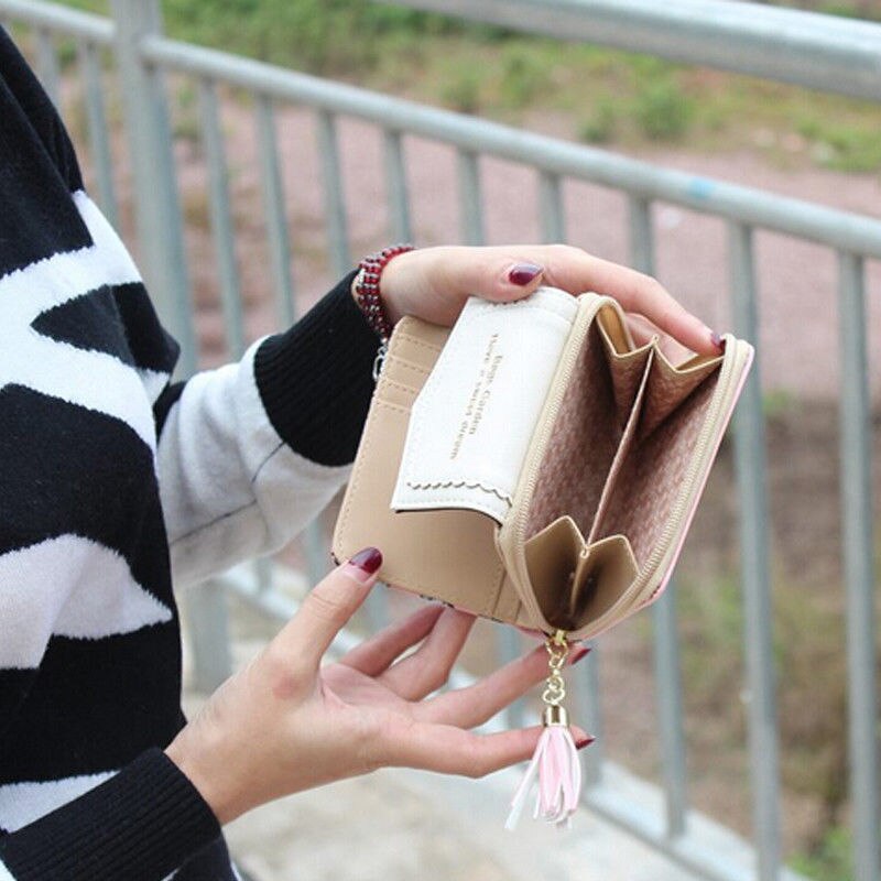 Mønt punge kortholder kvaster lynlås hjerte pengetasker kvinde tegnebog poser dame kort pung notecase lomme blomst tegnebøger
