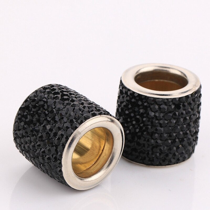 Reposacabezas de cristal Universal para asiento de coche, collares de anillo de decoración, dijes de diamantes brillantes, accesorios de Interior de coche para mujeres y niñas: 2pcs black
