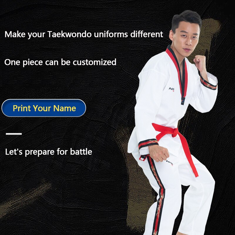 Professionele Taekwondo Pak Lange Mouw Volwassen Kinderen Taekwondo Training Kleding Een Customization