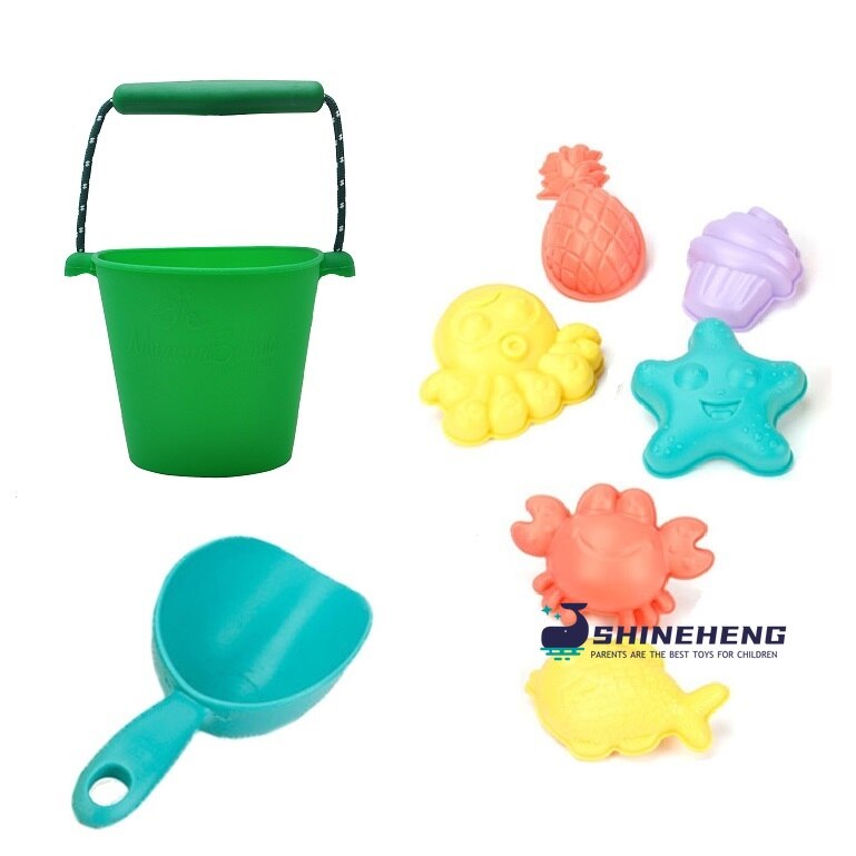 Children Beach Toys Silicone Bucket Summer Digging Sand Tools Summer Baby Water Game Play Outdoor Toy Set Sandbox for Boys Girls: SKU-008