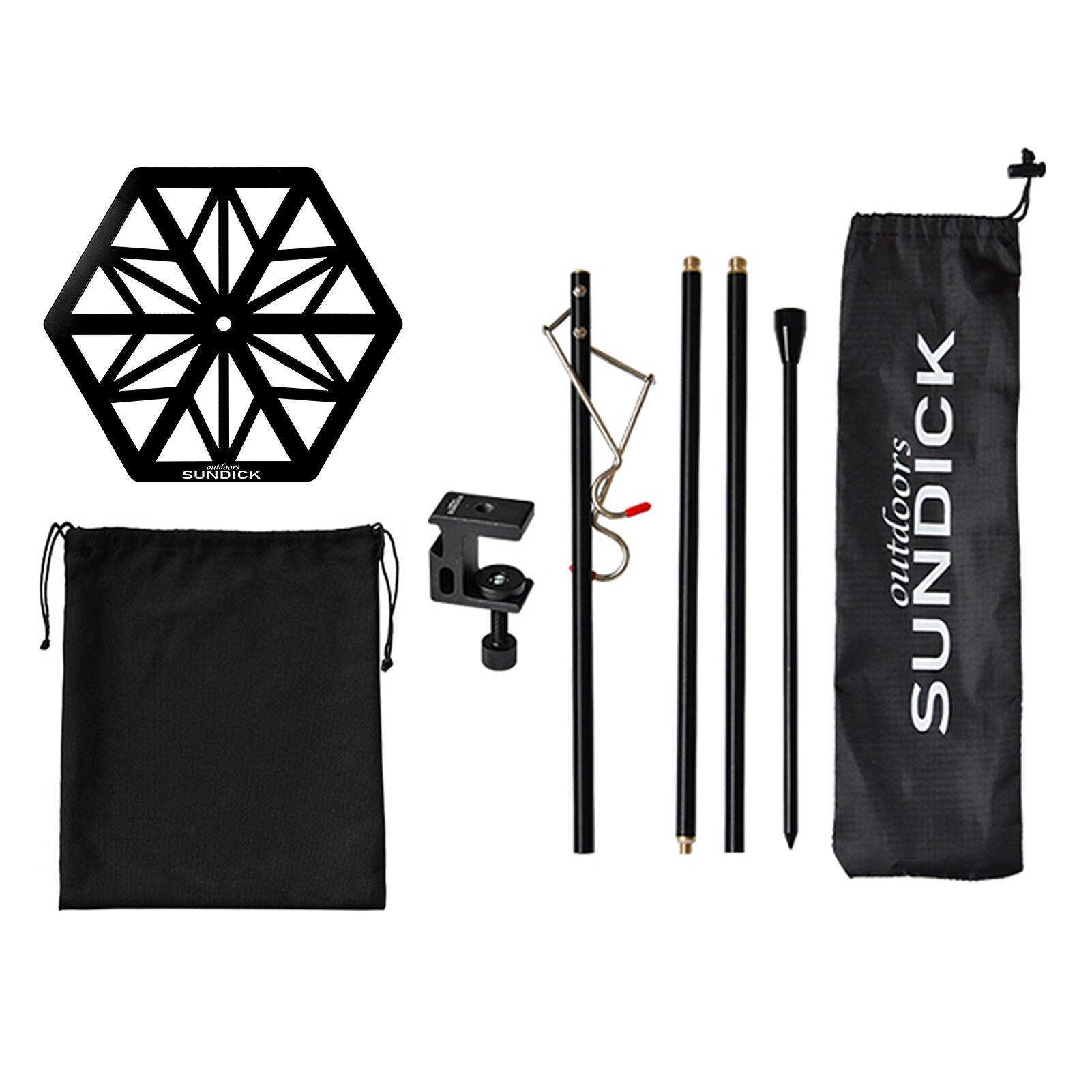 Sundick utomhus bärbar ljusstolpe bricka ultralätt rostfritt stål lamp stolpe bricka lamphållare fäste campingtillbehör: Soldick set 3