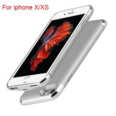 Voor iphone 6 6s 7 8 batterijlader case ultradunne externe back-up lader case voor iphone x  xs 6 6 s 7 8 plus powerbank case: Ix xs zilver