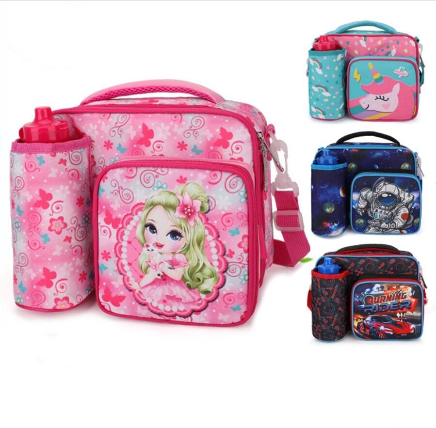 Prinses Kinderen Lunch Voedsel Box Tas Met Cup Cover Mode Geïsoleerde Thermische Voedsel Picknick Lunch Tas Voor Kid Cooler Tote bag Case