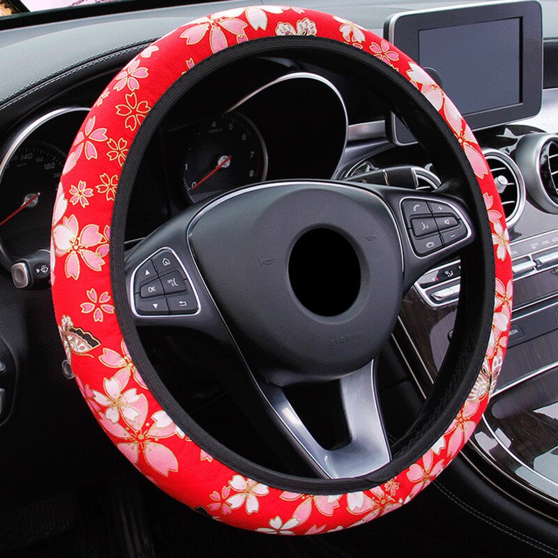 Sakura-funda para volante de coche sin anillo interior, elástica, 38cm, antideslizante, Universal, resistente al desgaste, suministros para coche: B
