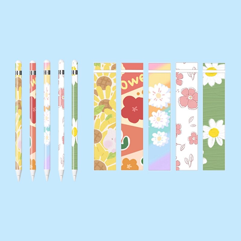 Cute for Apple Pencil Stickers Scratchproof Ultra Thin Stickers Flower Series Press Stylus Non-Slip Protective Paper-3