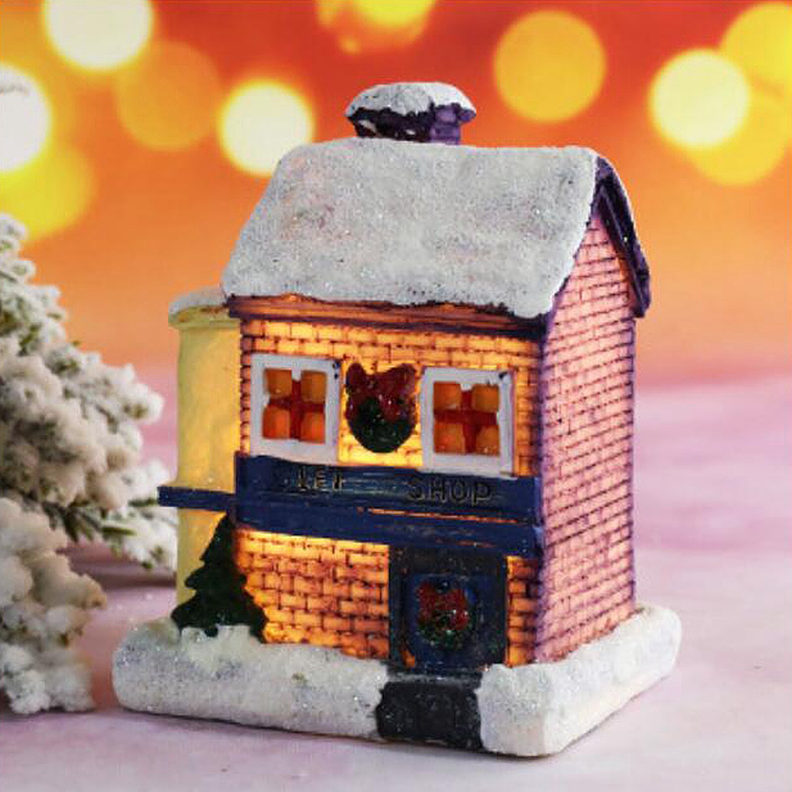 Kerst Huis Decor Led Licht Hars Dorp Ornament Desktop Decoratie: J