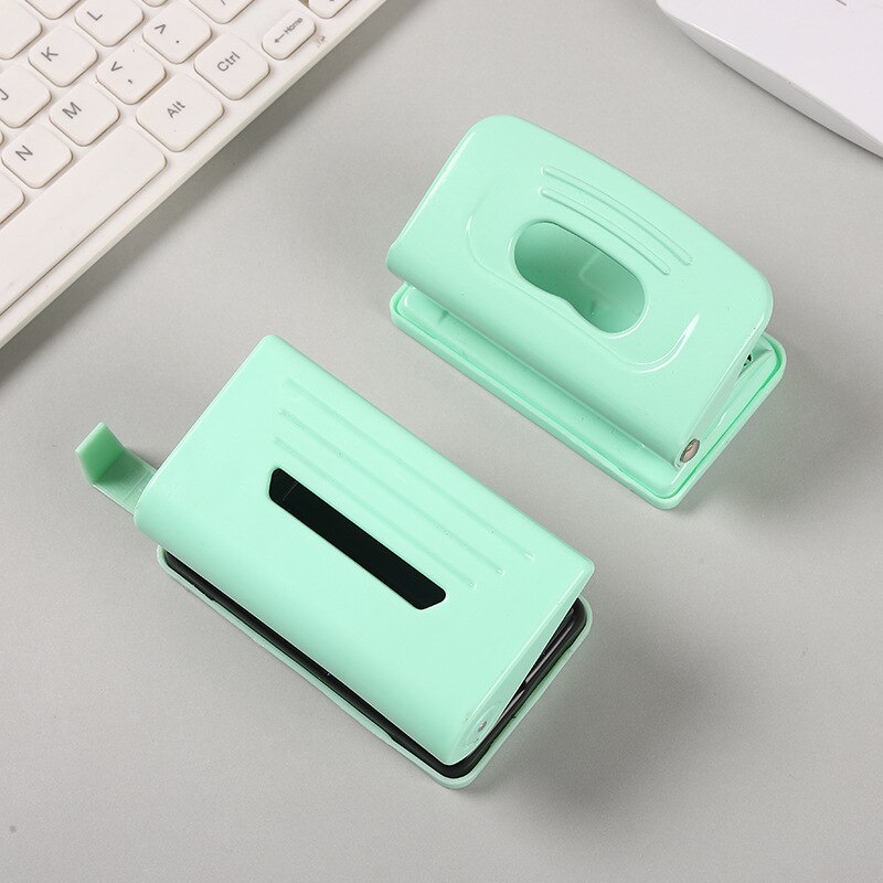 Office Cute Two-hole Labor-saving Puncher with Ruler Ring To Collect Debris and Easy To Clean Loose-leaf Punching Supplies