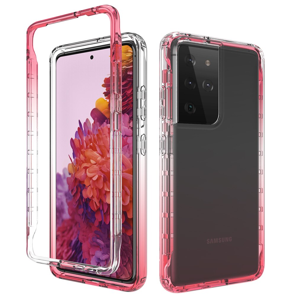 3 en 1 dégradé Transparent coque arrière pour Samsung Galaxy S30 Plus S30 Ultra quatre coins Airbag couverture antichoc: For S30 / Red