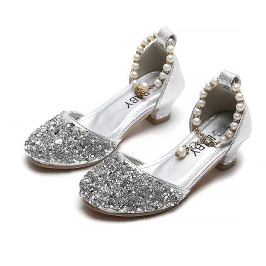 Meisjes prinses sandalen bruidsschoenen zomer kinderen kristallen schoenen zomer sandalen hoge hakken meisjes dans sandalen goud zilver