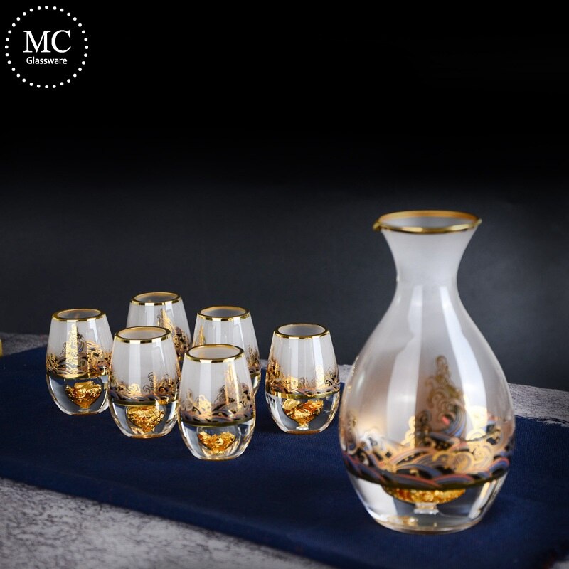 Palats gyllene folie flaska vinkopp vinset klassisk liten flaska liten altare glas vinkopp och mixer set