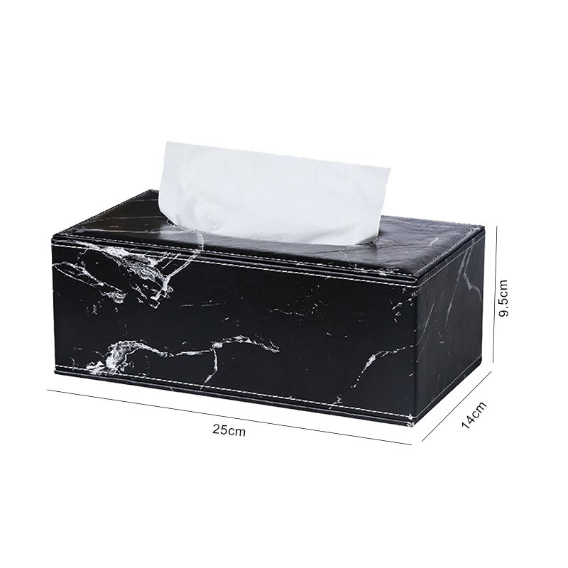 Hotel Drawer Light Luxury Business Office Dining Leather Tissue Box Marble Pattern Rectangular Leather Tissue Box Cover Holder