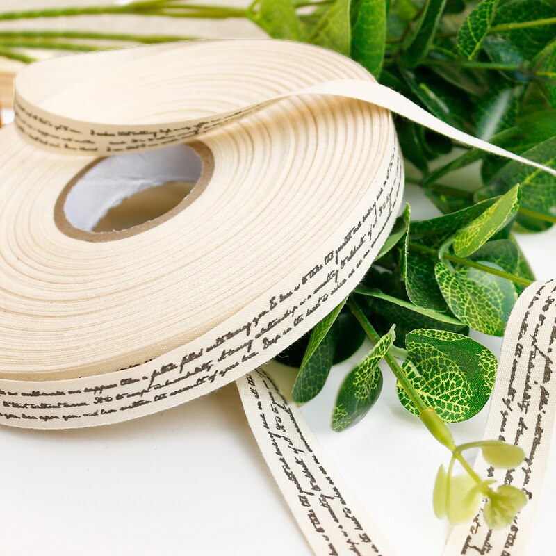 100meter Handschrift Woorden Katoen Lint Naaien Tape Stof Singels Handgemaakte Lint Voor Cadeaupapier Party Jurk Naaien Lint