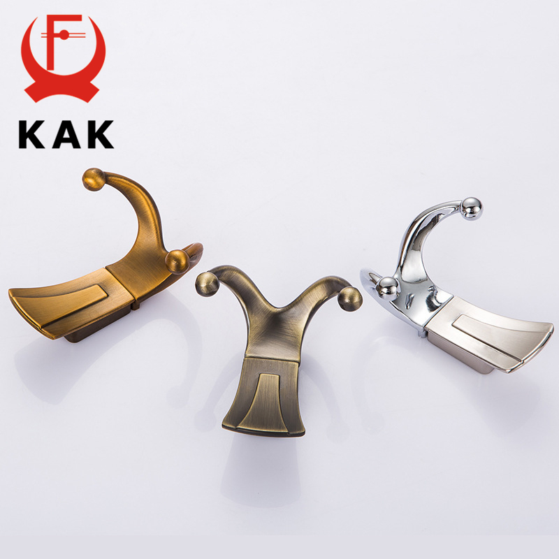 KAK 5PCS Mode Badkamer Muur Hangers 2 Haken Robe Haken Wall Mounted Kleerhanger Rekken met schroeven Jas Handdoek muur Haken