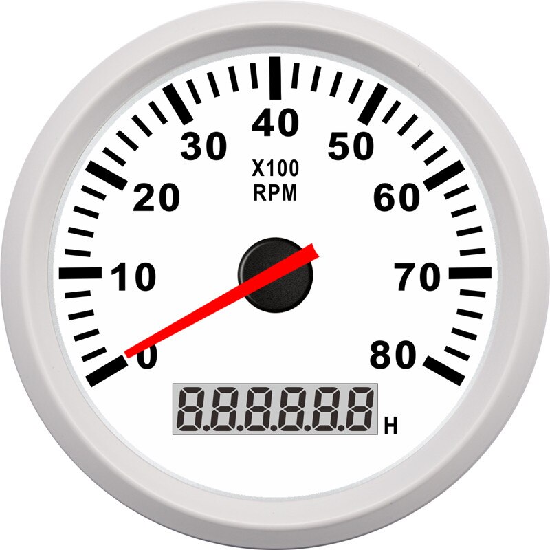 8000 rpm Drehzahlmesser Stiefel Auto Marine Tacho Meter mit LCD Betriebsstundenzähler Auto-Tachometer mit verrotten hintergrundbeleuchtung 12V Stiefel zubehör Marine: WW 8000 rpm